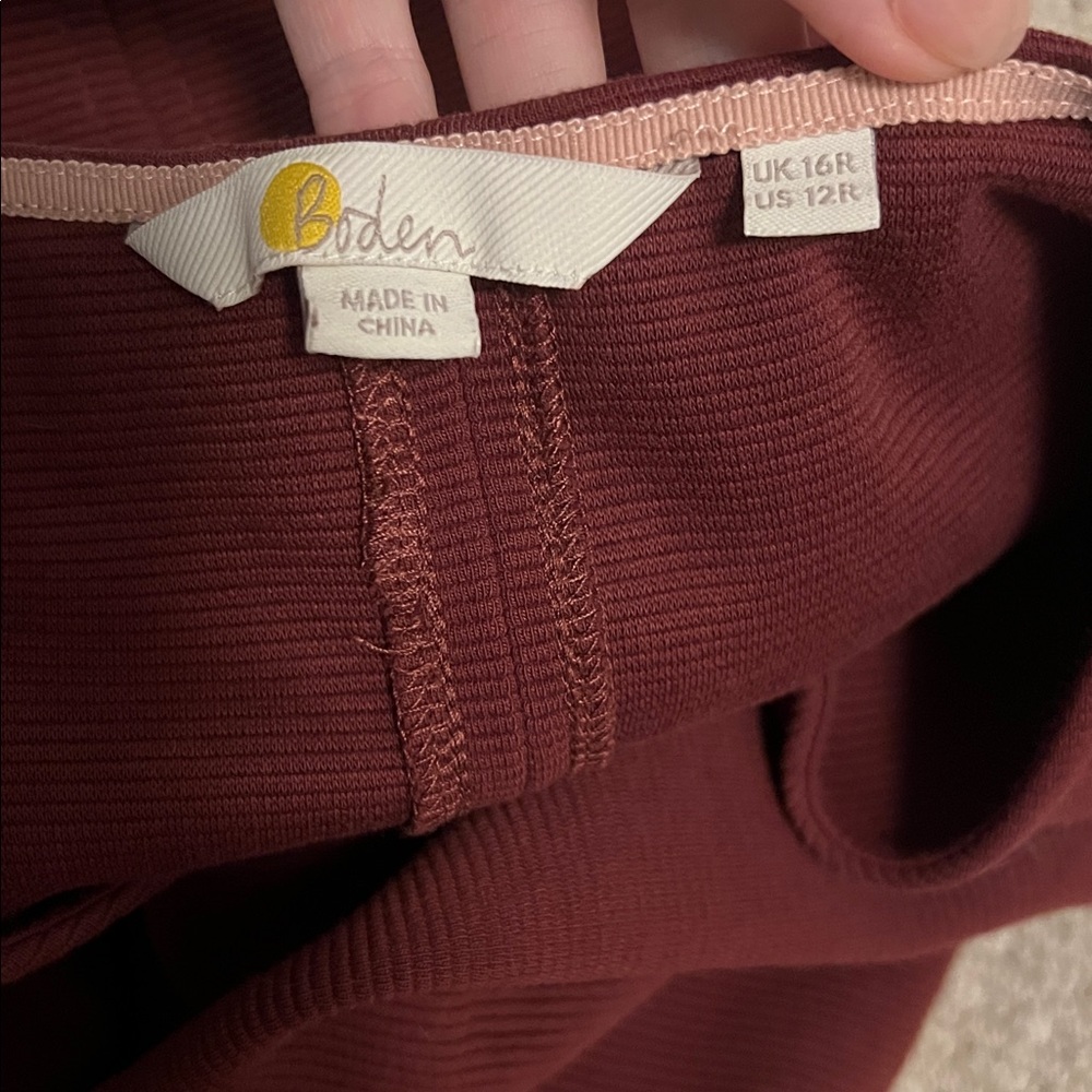 Boden Ellen Ottoman Ribbed Dress deep red size 12 - Picture 2 of 3